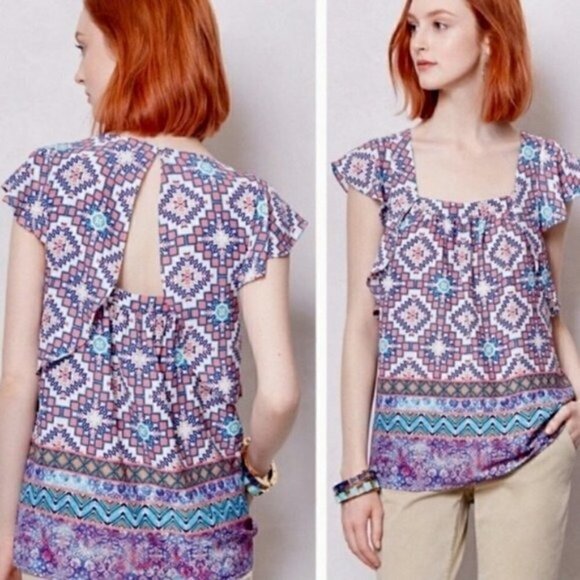 Anthropologie Meadow Rue | Flutter Back Blouse - Picture 1 of 7